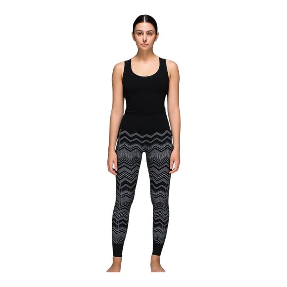 lululemon athletica Pants - Lululemon Ebb to Street Black Grey Chevron Compression Legging Tights